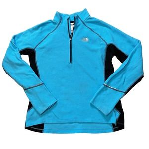 The North Face Sweater Juniors Large Turquoise Black Pullover Fleece Vapor Wick